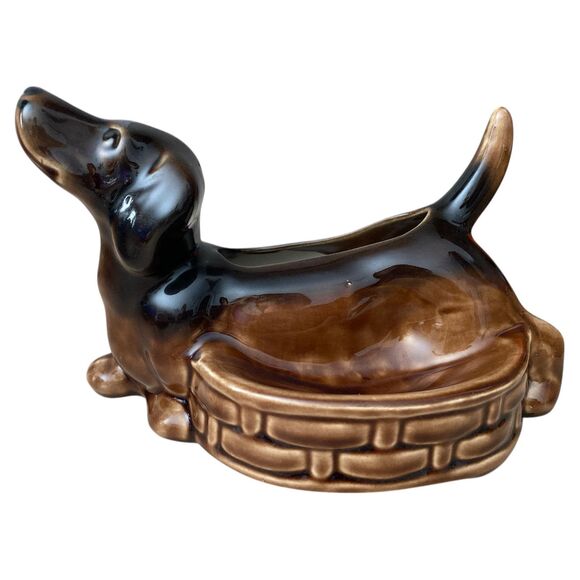 Whimsical Dachshund Planter & Trinket Dish Retro Dog Décor Dog Lover Gift - Picture 2 of 9